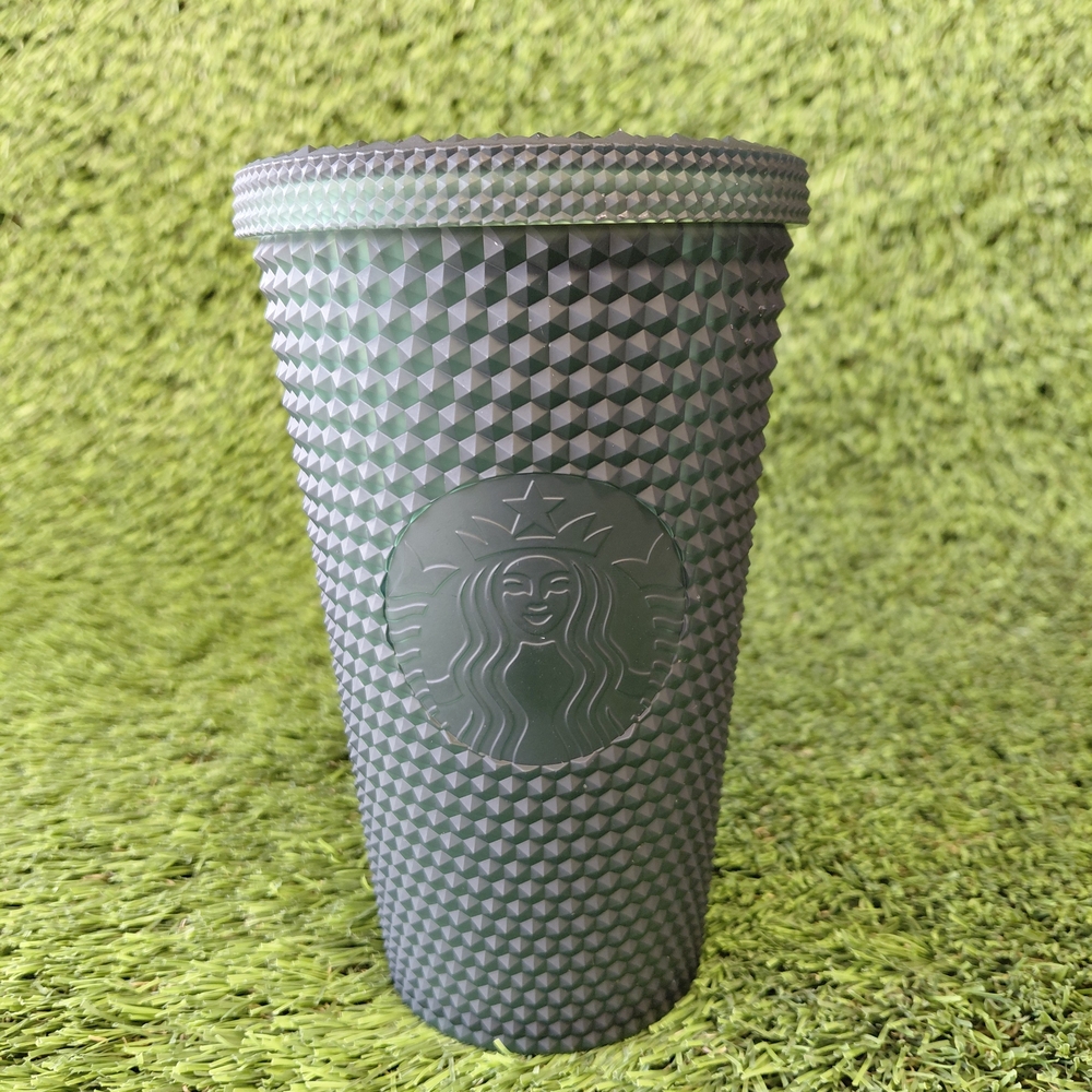 2021 Starbucks Matte Dark Green Grande Touch Studded 16oz Tumbler Cold Cup